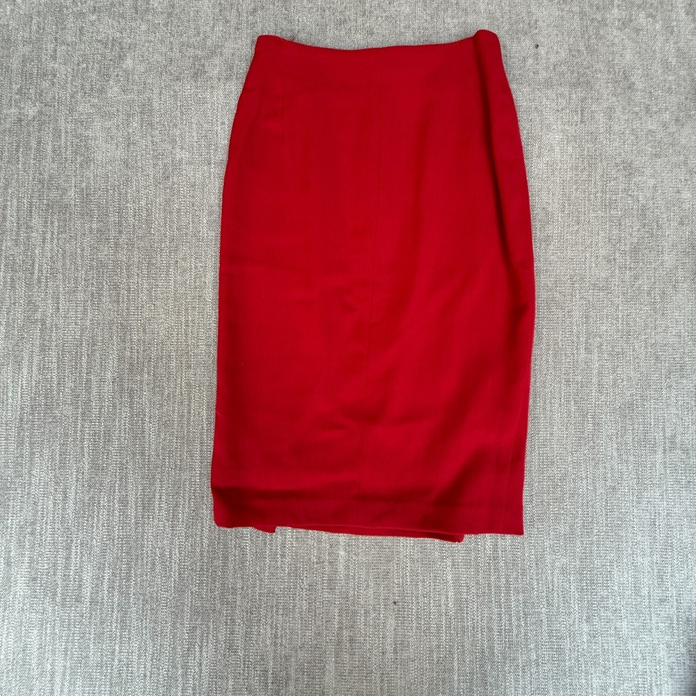 Womens Straight & Pencil Skirt 6 Red Wool Business Career Formal Office Back Zip